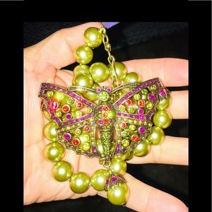 Heidi Daus Butterfly Green Pearl Necklac